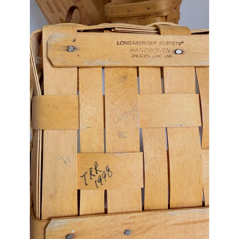 Longaberger Basket Lot Handwoven Wood Set of 5 USA Vintage 1995-2001'